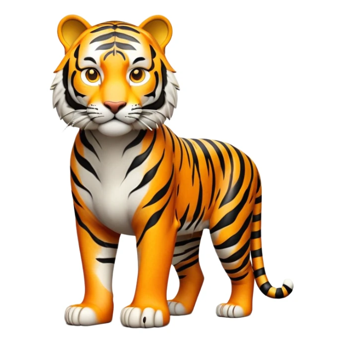 cinematic-tiger-realistic-full-body-standing-emoji,-massive-striped-frame-exuding-power-and-grace,-bold-orange-fur-with-thick-black-stripes,-head-tilted-dramatically,-piercing-yellow-eyes-focused-intensely,-simplified-yet-realistic-focused-features,-highly-detailed,-glowing-with-an-almost-sarcastic-glow sticker