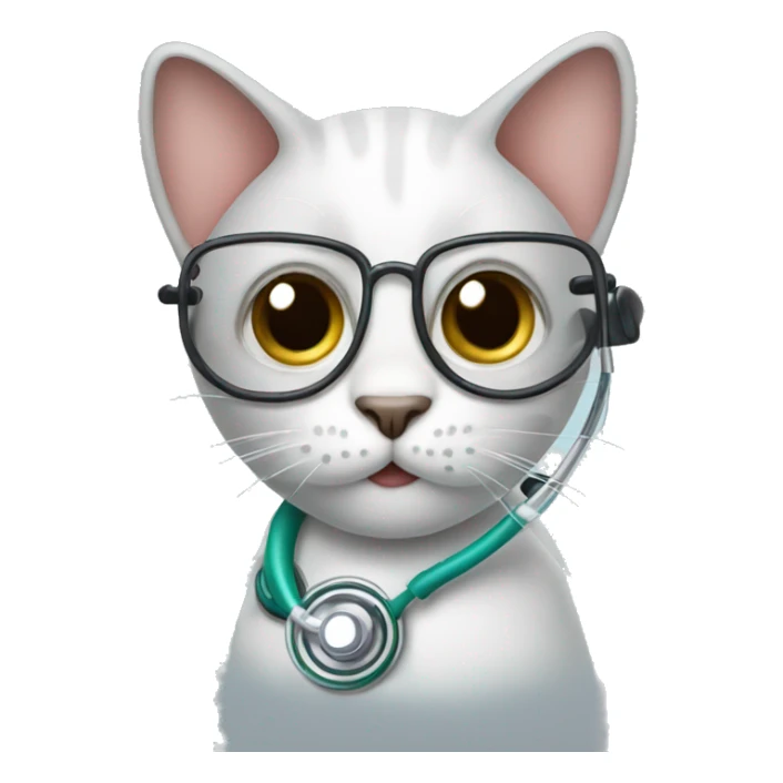 Cat with big eyes wearing stethoscope  sticker