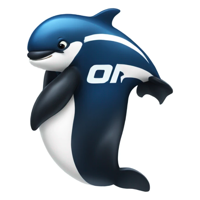 Orca wearing a blue football jersey with muscles  sticker