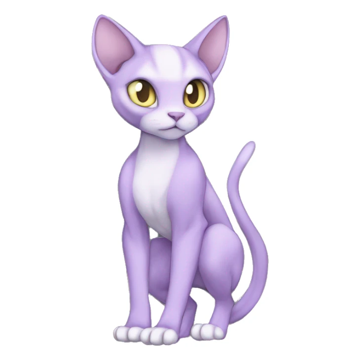 Anthro Mewtwo-Cat-Sphynx-FurSona-Fakemon Nebula Full Body sticker