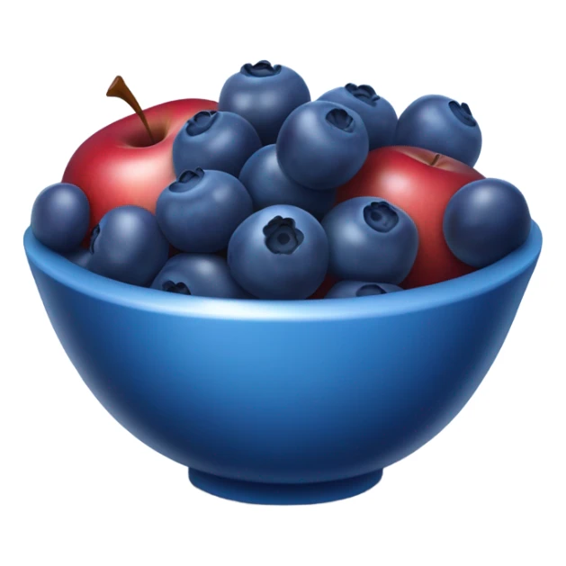 bowl with blueberrys and apple sticker