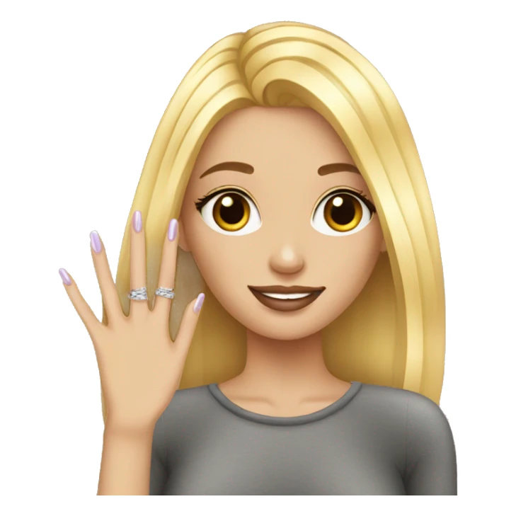 blond girl with long nails and nails art sticker
