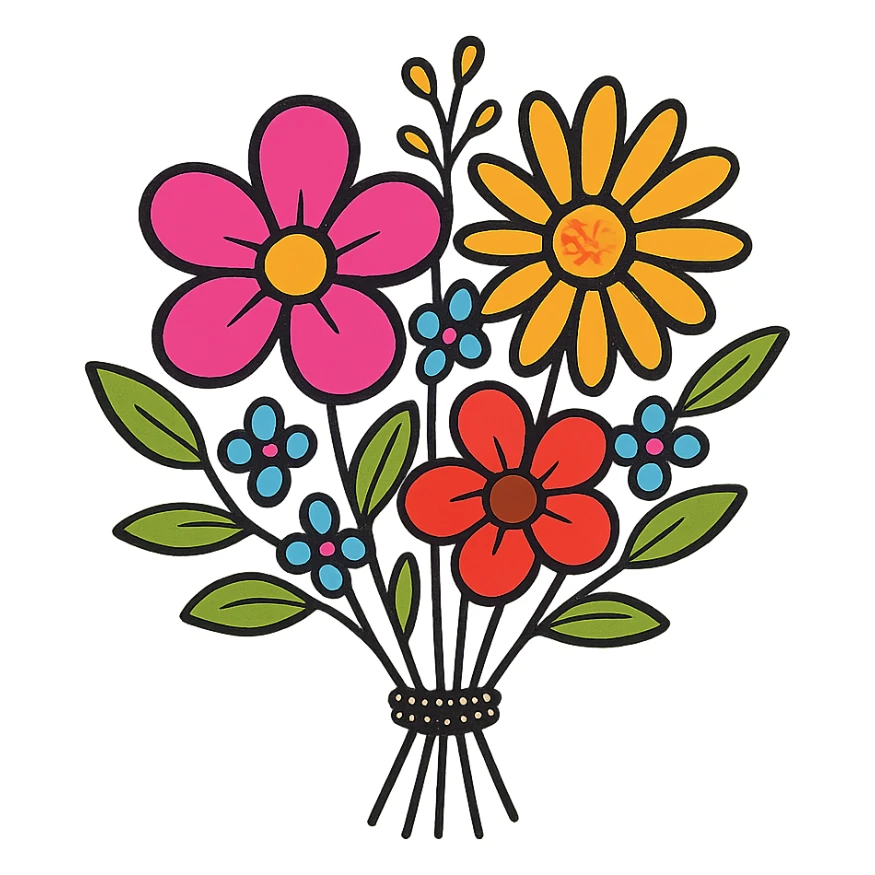 A bright floral bouquet, vibrant colors sticker