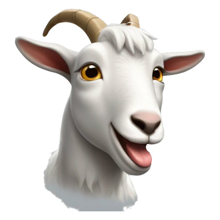 a grey and white goat making an extremely silly face with the tongue all the way out sticker