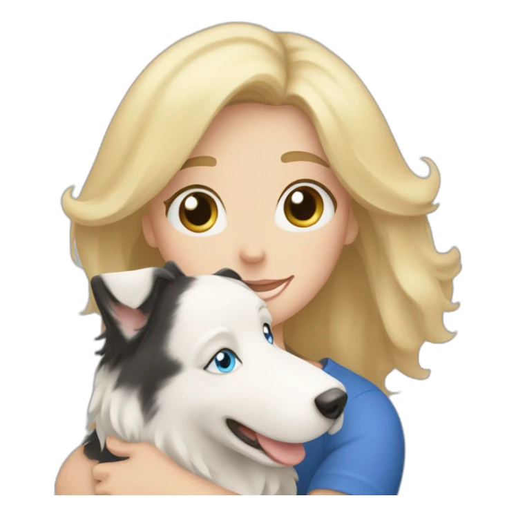 Blond hair with blue eyes mom hugging border collie sticker