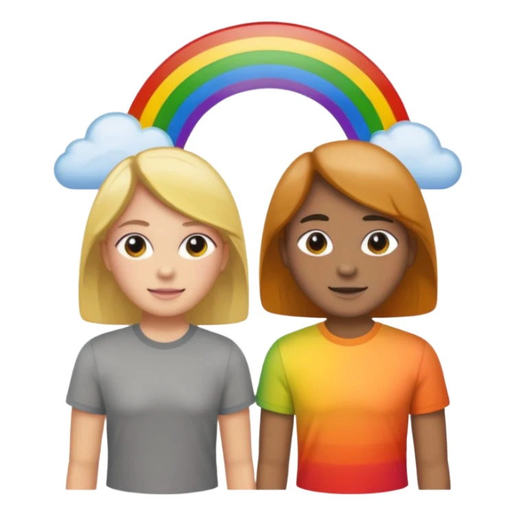 a group of 20 people with the same gray shirt on. and a rainbow behind him  sticker