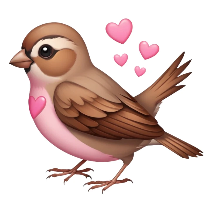 A sparrow with Little pink hearts flying arround it sticker