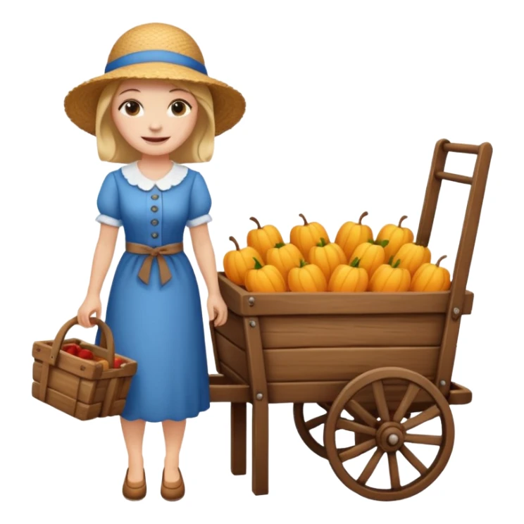 a lady standig near to a cart sticker