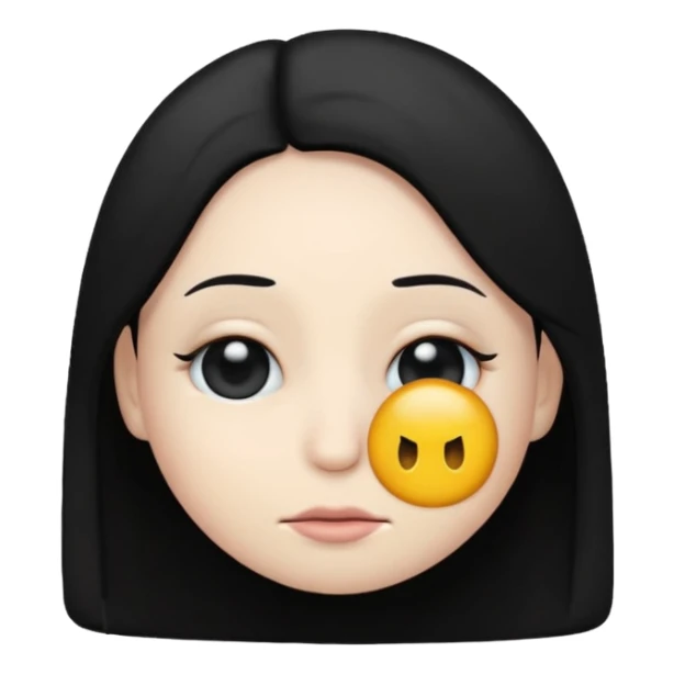 Emoji with black hair covering an eye sticker
