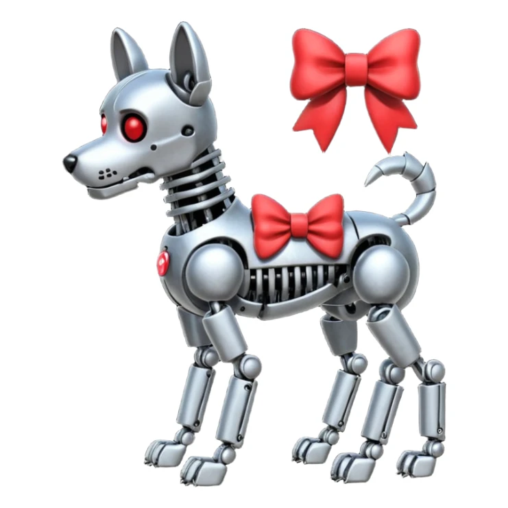 animatronic dog with red bow time like fnaf sticker