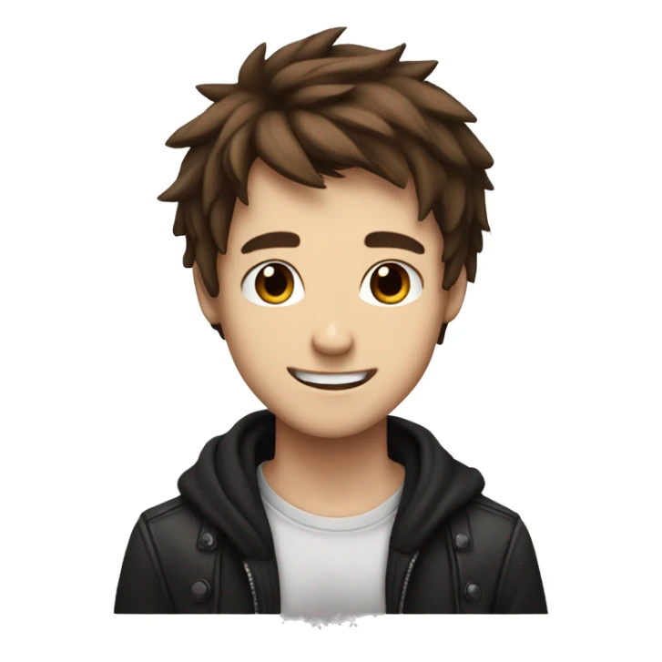 handsome and cute happy emo boy with brown hair sticker