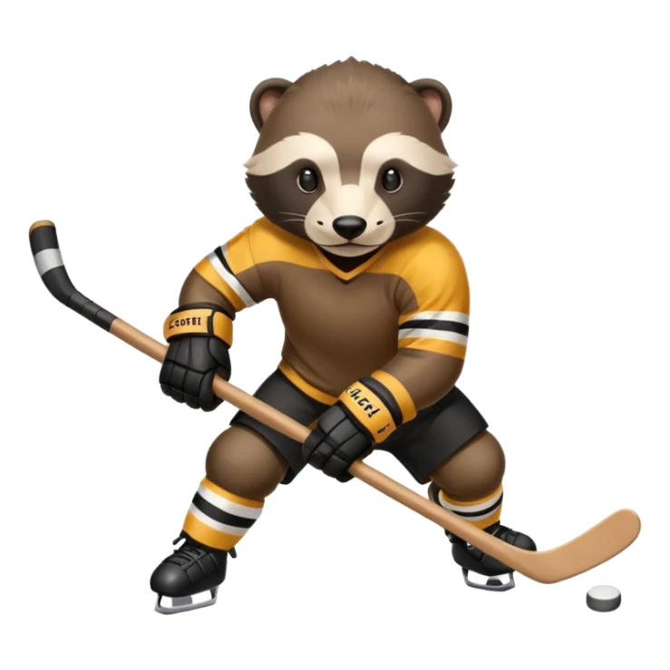 Honey badger playing hockey sticker