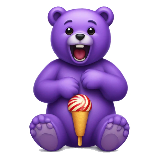 Purple bear that has lolipop on his belly  sticker