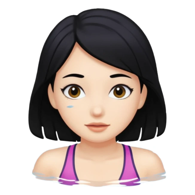 Black hair girl swimming sticker