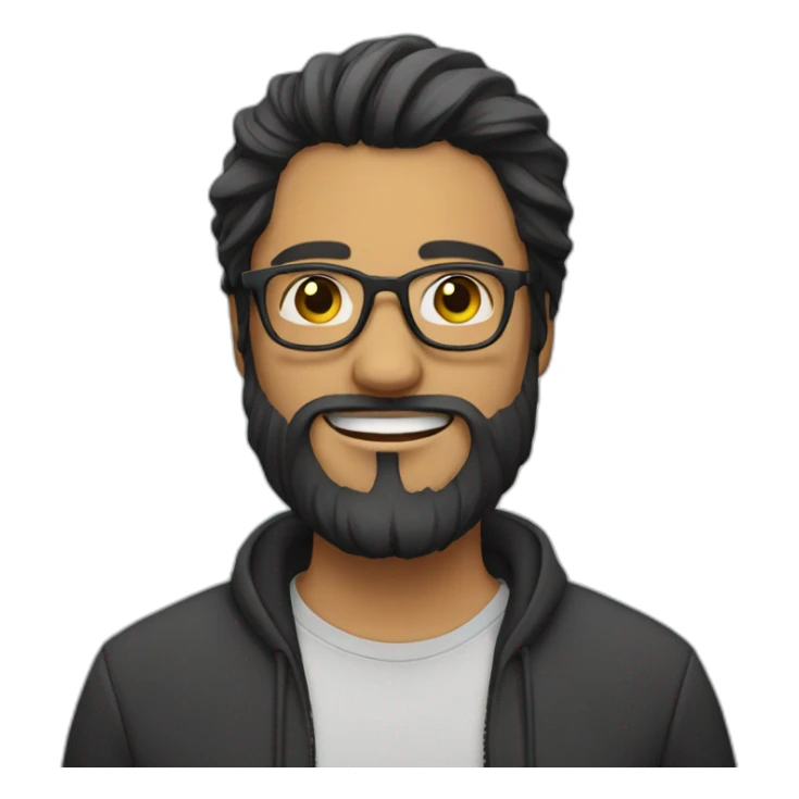 guy with black long hair a beard and glasses sticker
