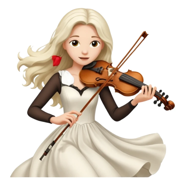 woman playing violin with white dress sticker