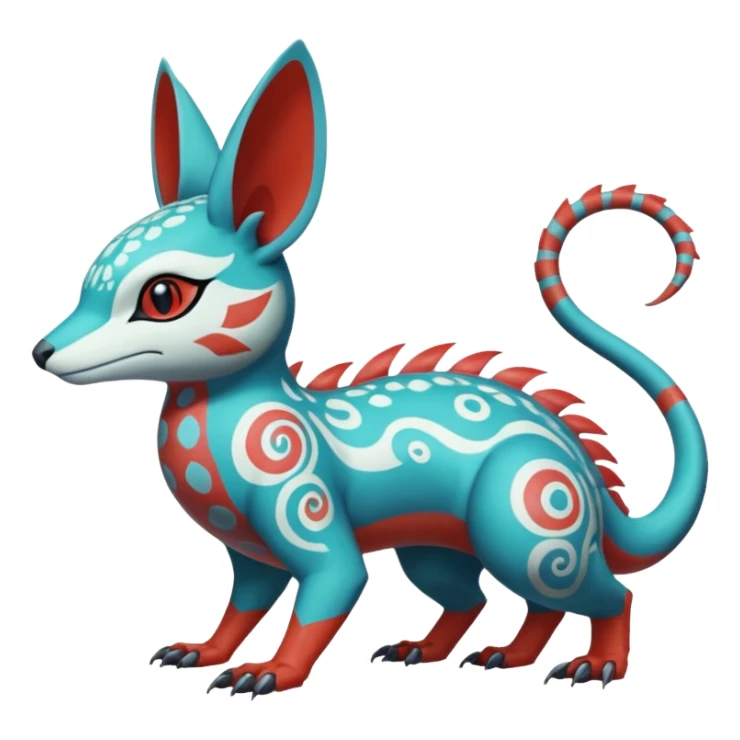 exotic tropical ornate Asian painted cyber-Sleuth-Loyd-Garmaddon-Litten-Linoone-Noibat-Fakémon-Pokémon-Vernid-creature sticker
