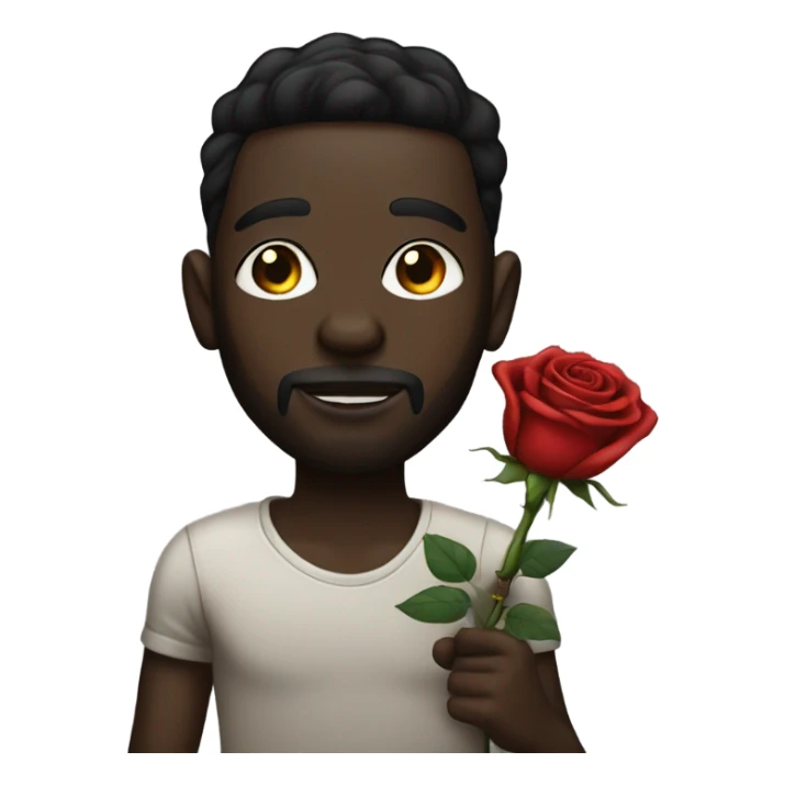 dark-skinned male with tattoos, holding a rose with his mouth sticker