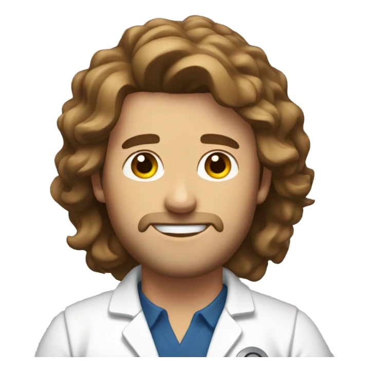 male physical therapist with brown wavy hair and white coat sticker