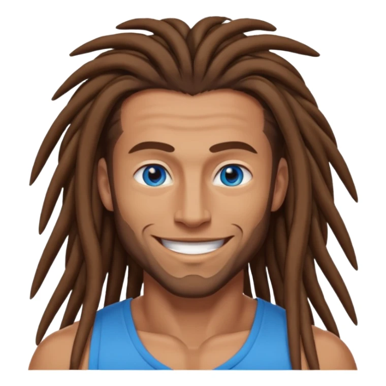 muscular man with long brown dreads and blue eyes sticker