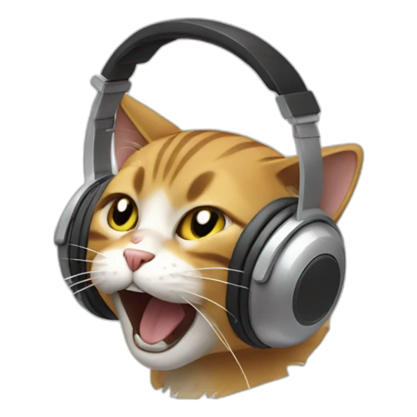 The cat is yelling in headphones sticker