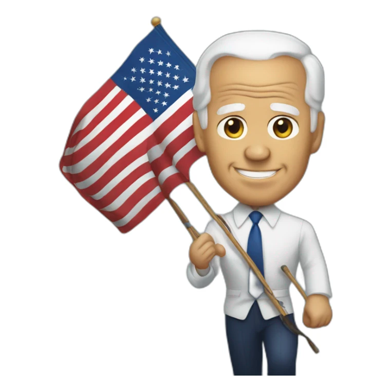 Joe biden holding national flag of US sticker