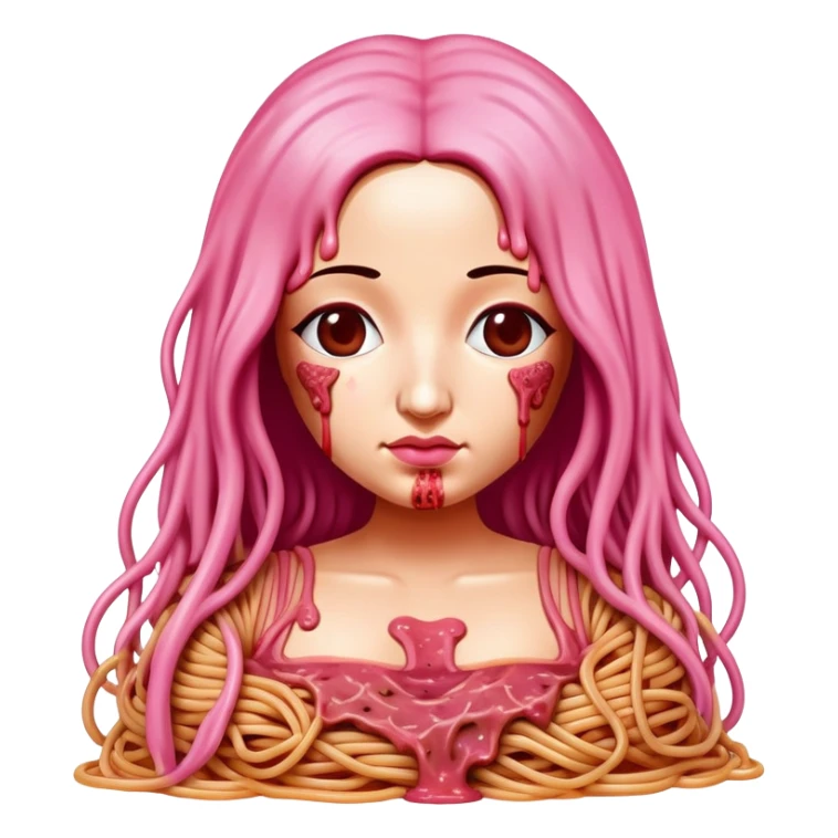  SPAM meat melted pink dripping sauce spaghetti dress monalisa portrait sticker