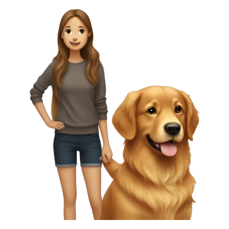 Red golden retriever with brunette girl sticker