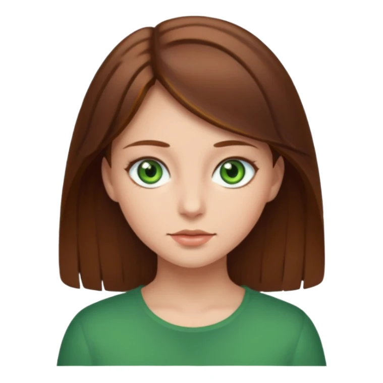 girl brown hair green eyes sticker