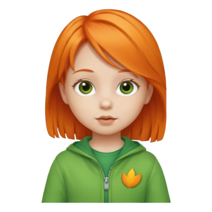 orange hair girl baby green outfit sticker