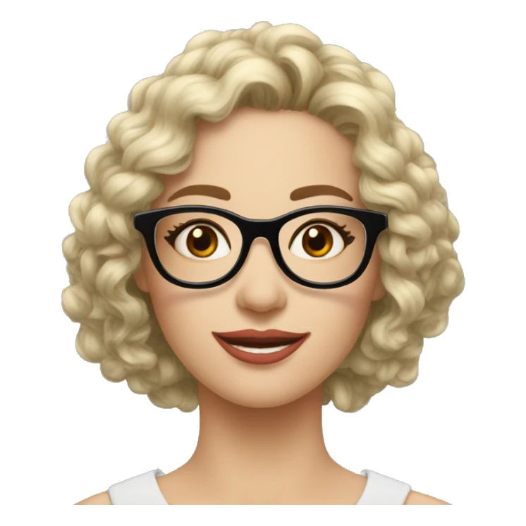 femme bouclé long châtain lunettes rondes sticker