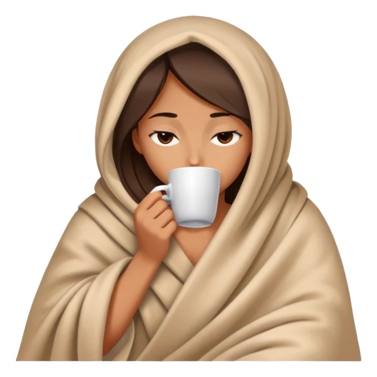 girl inside a blanket sipping coffee eyes closed sticker