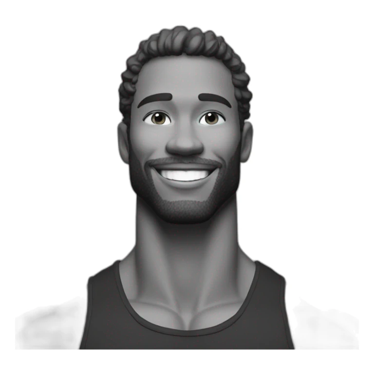 Giga Chad smiling black and white musculation meme a little from profile sticker