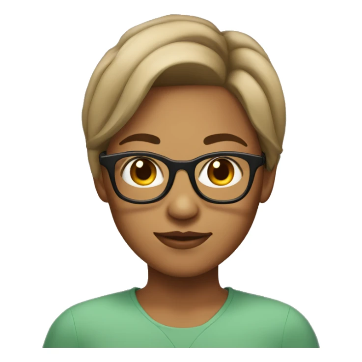 tan skin girl with glasses and medium short hair sticker
