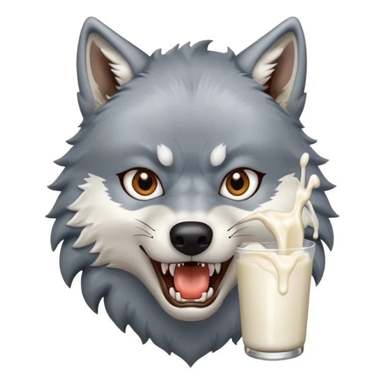 Wolf with milk coming out of its mouth  sticker