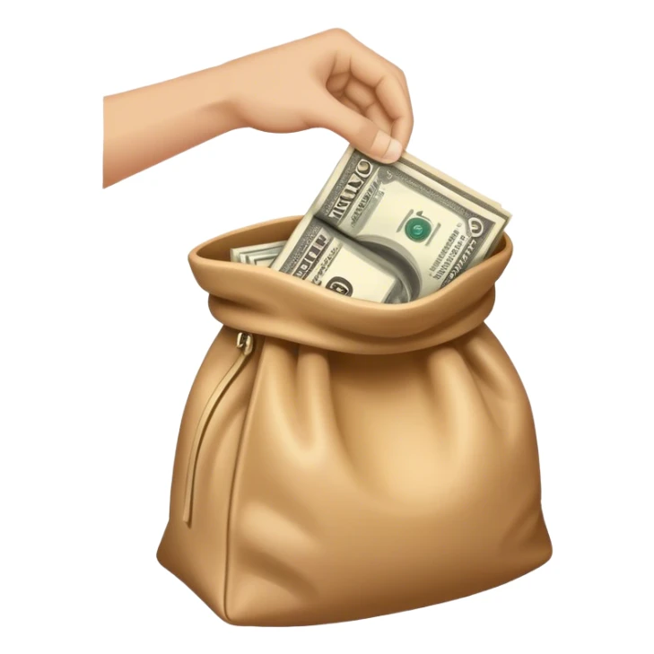 one hand holding a bag of money sticker
