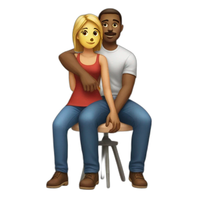 Woman sitting on the shoulders of A man sitting sticker