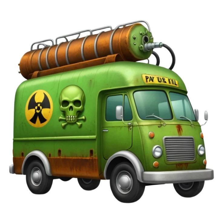 Heroic SuperBug Ron’s toxic-oozing exterminator thorax superminator antique tall moving van (motto: Pay us to kill ’em) sticker