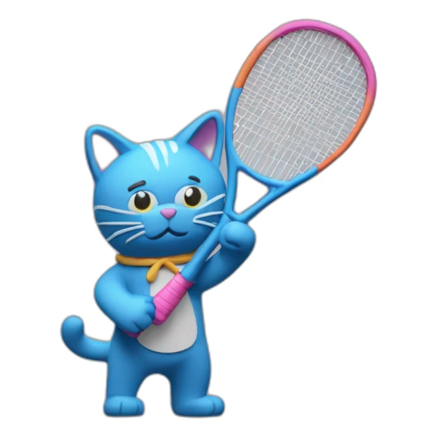 Plasticine cat with a tennis racket in his hand sticker