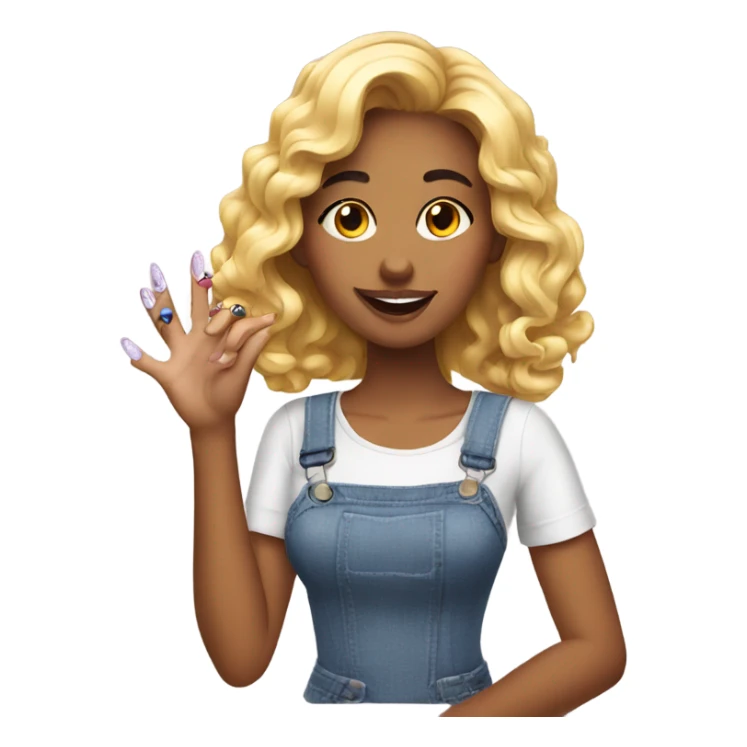 Beautiful girl with a funny nail sticker