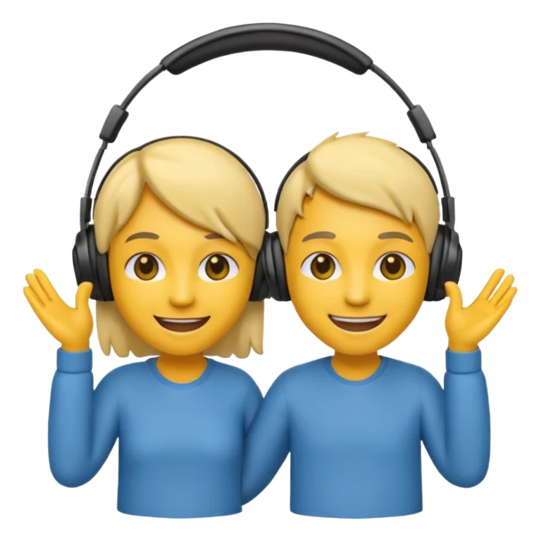 emoji with head phone holding both hands sticker