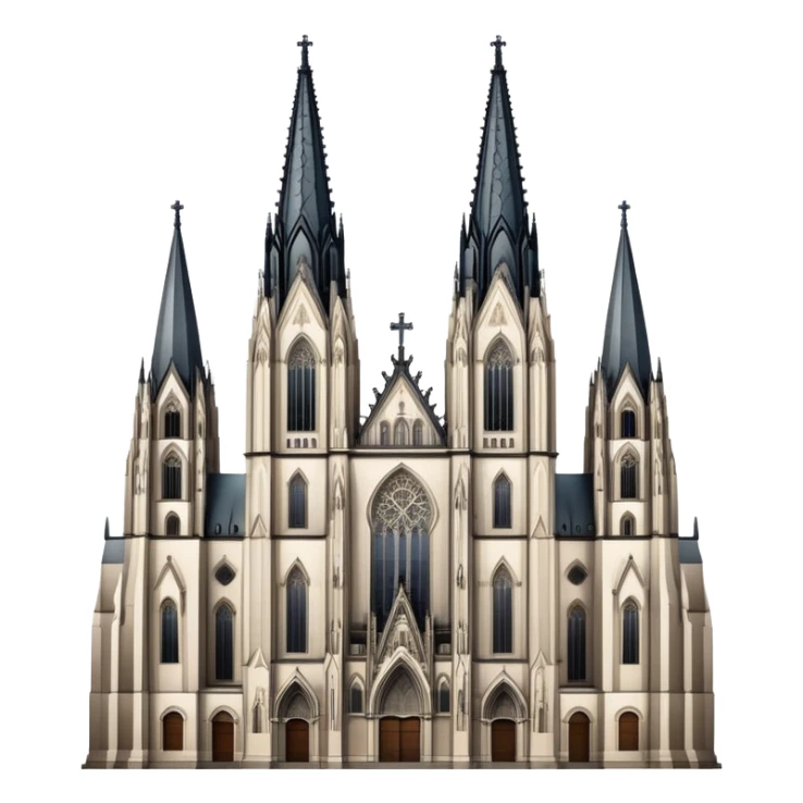 Cinematic Realistic Cologne Cathedral Landmark Emoji, showcasing Gothic architecture rendered with detailed stone textures and majestic, dynamic lighting. two tall  tall towers on either side sticker