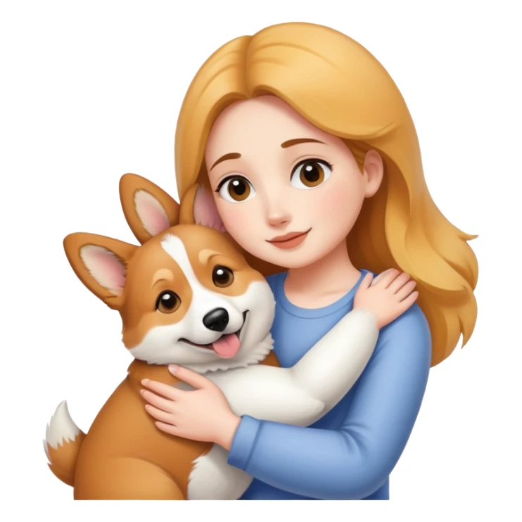 White skin girl hug corgi sticker