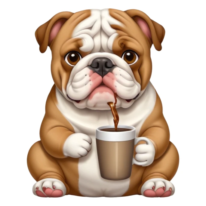 English bulldog waiting and drinking coffee sticker