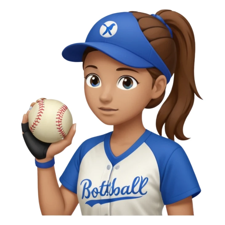 Brown hair pony tail with blue eyes softball pitcher  sticker