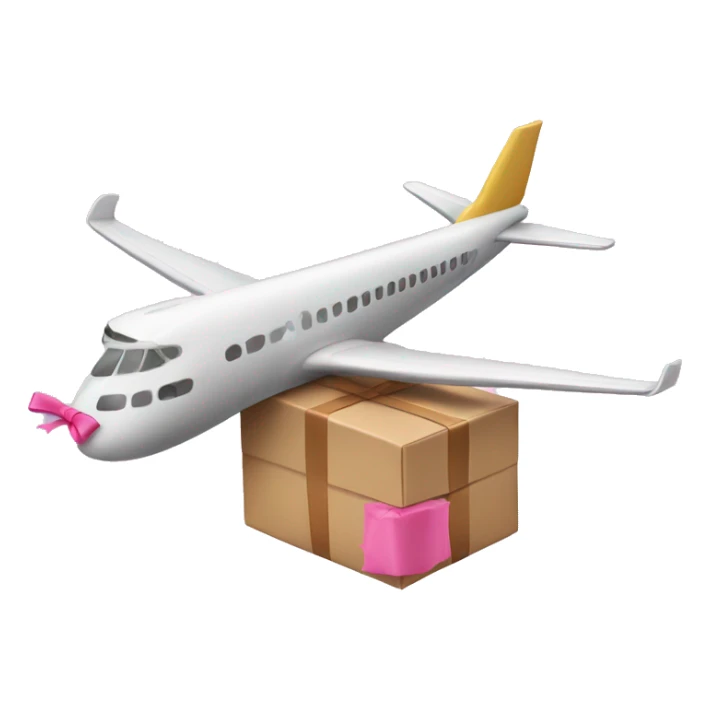 airplane with a parcel with a pink bow  sticker
