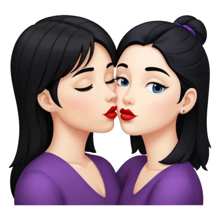 White Lesbians with black hair kissing sticker