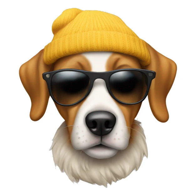 a dog with sun glasses and a beanie  sticker