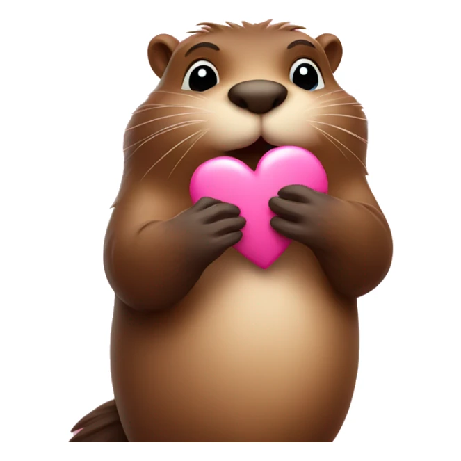 Beaver sending an air kiss with pink hearts  sticker