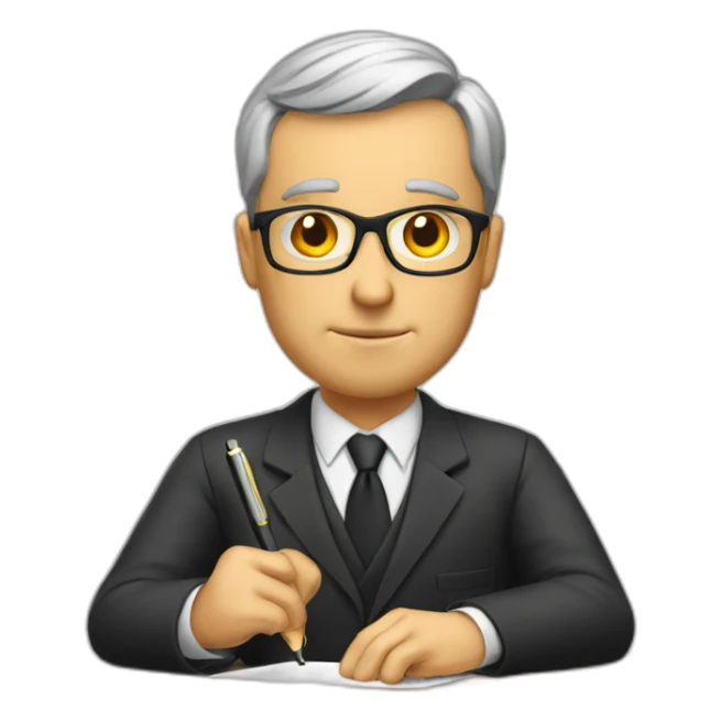 a lawyer feverishly writing a brief sticker